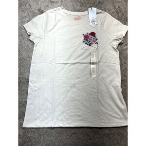 Cat & Jack White Short Sleeve Floral T-Shirt ‎ Girls  XL (14) New with tags